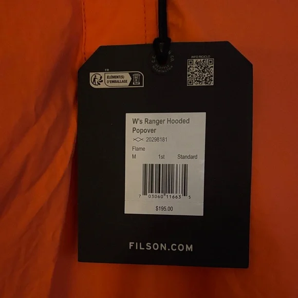 Filson Women’s Ranger Hooded Popover Bright Orange Hooded Jacket - Picture 3 of 10